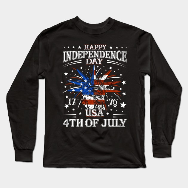 Happy 4 July Day Independence Memorial Day T-Shirt Long Sleeve T-Shirt by Upswipe.de